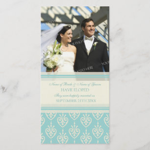 Elopement Announunting Photo Card Aqua Cream Meddelande