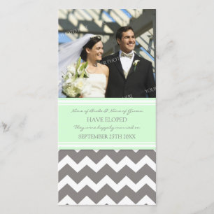 Elopement Announununting Photo Card Grått Chevron Meddelande