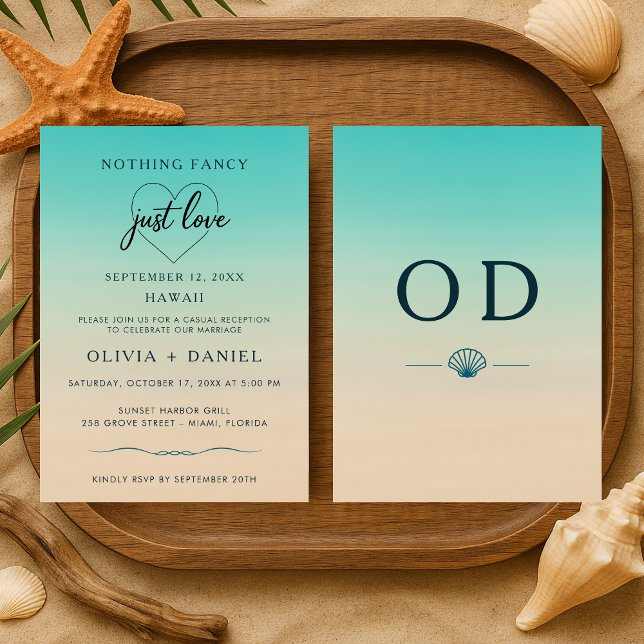 Elopement Beach Tropical Modern Wedding Reception Inbjudningar (Skapare uppladdad)