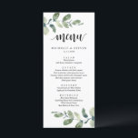 Elopement Dinner Menu Bröllop Eucalyptus Greenery Meny<br><div class="desc">Modern Grey Eucalyptus Bröllop Elopement-matarkort. Du kan enkelt anpassa och anpassa dig efter dina behov,  och dina middagsgäster blir glada när de ser den här perfekten och snyggten på middagsmenyn.</div>