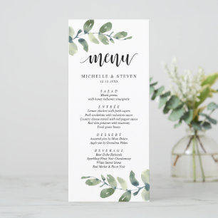 Elopement Dinner Menu Bröllop Eucalyptus Greenery Meny