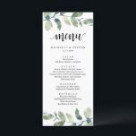 Elopement-middagen Eucalyptus Greenery Bröllop Meny<br><div class="desc">Modern Grey Eucalyptus Bröllop Elopement-matarkort. Du kan enkelt anpassa och anpassa dig efter dina behov,  och dina middagsgäster blir glada när de ser den här perfekten och snyggten på middagsmenyn.</div>
