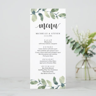 Elopement-middagen Eucalyptus Greenery Bröllop Meny