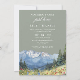 Elopement Mountain Sage Green Wedding Reception Inbjudningar