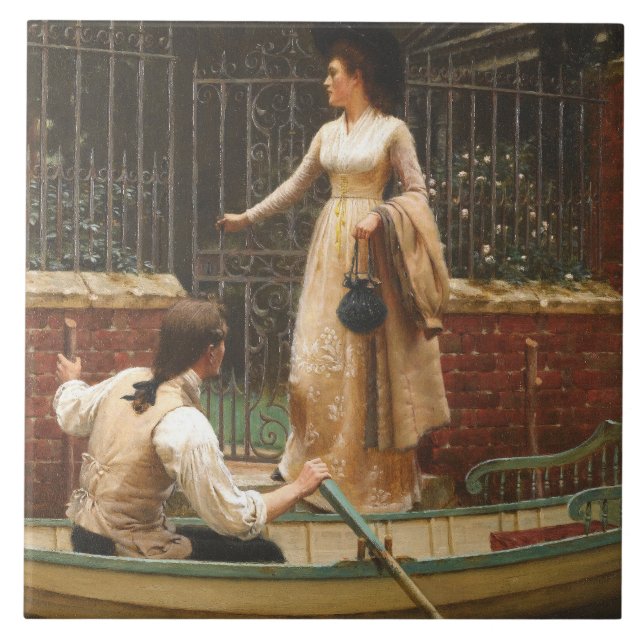Elopement (romskt datum) (av E.B. Leighton) Kakelplatta (Framsidan)