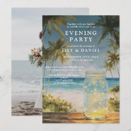 Elopement Strand Mason Jar Kvällsparty Foto Inbjudningar