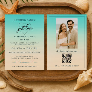 Elopement Strandbröllopsmottagning QR-kod Inbjudningar