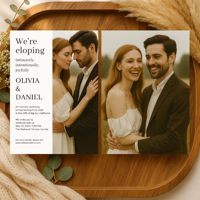 Elopement Wedding Modern Elegant Minimalist Photo  Inbjudningar (Skapare uppladdad)