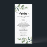 Elopementmiddag i Eucalyptus Modern Rustic Bröllop Meny<br><div class="desc">Modern Grey Eucalyptus Bröllop Elopement-matarkort,  i rustik skriptutformning. Du kan enkelt anpassa och anpassa dig efter dina behov,  och dina middagsgäster blir glada när de ser den här perfekten och snyggten på middagsmenyn.</div>
