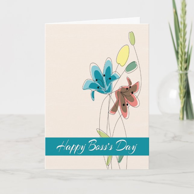 Eloquent Flower Illustrations for Lycklig Chef Day Kort (Framsida)