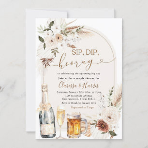 Elory Beige Boho Sip Dip Hooray Couple Shower Inbjudningar
