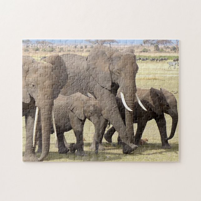 Elphant Family Jigszle Puzzle Pussel (Horisontell)