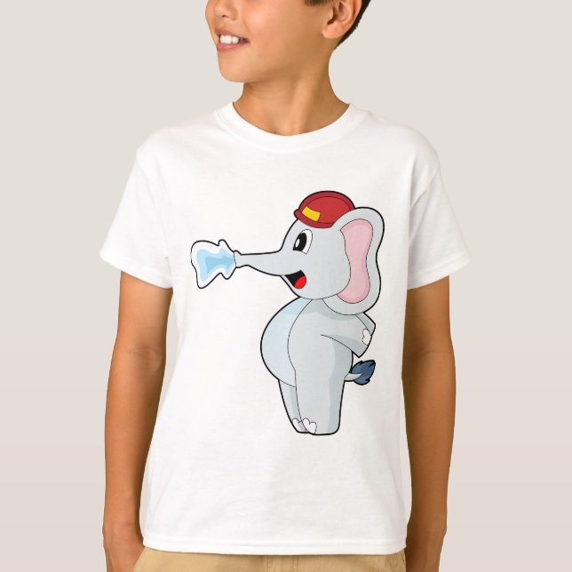 Elphant Firefighter Fire-hjälmet Brandavdelning T Shirt (Framsida)