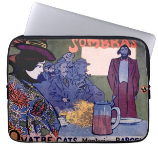 "Els Quatre Gats" cartel modernista de Ramón Casas Laptop Sleeve