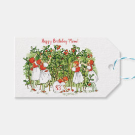 Elsa Beskow Cute Strawberry Girl Presentetikett