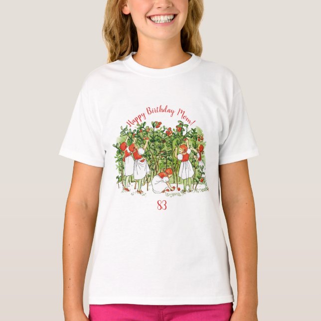 Elsa Beskow Cute Strawberry Girl T Shirt (Framsida)