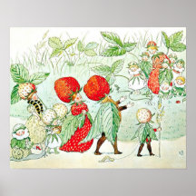 Elsa Beskow Jordgubbarna Körsbärsdrottningen
