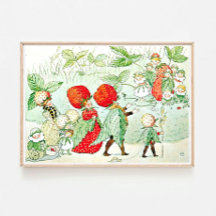 Elsa Beskow Strawberry Kung och Queen
