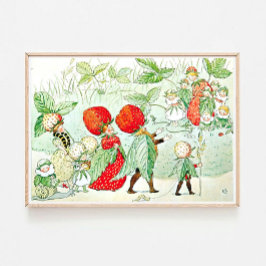 Elsa Beskow Strawberry Kung och Queen Poster