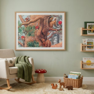 Elsa Beskows Skogsbarn Barnkammar Konst Poster