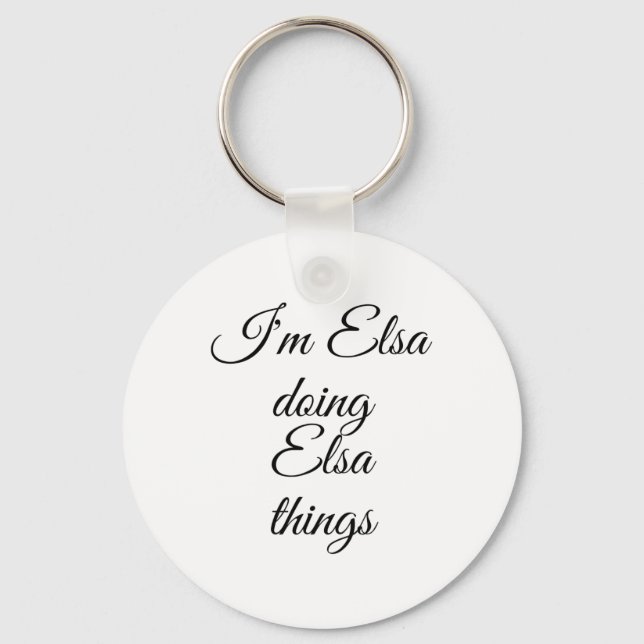Elsa Doing Elsa Sak Funny Birthday Namn Gif Nyckelring (Framsida)