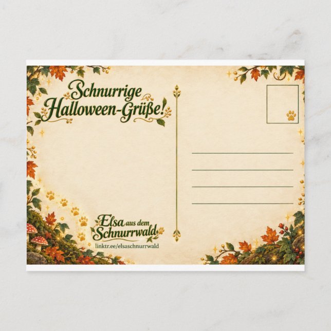 Elsa Halloween-Grußpostkarte🎃🐱 Vykort (Baksida)