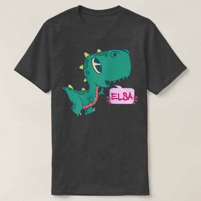 ELSA - Vackert namn med vackra Dinosaur T Shirt (Design framsida)