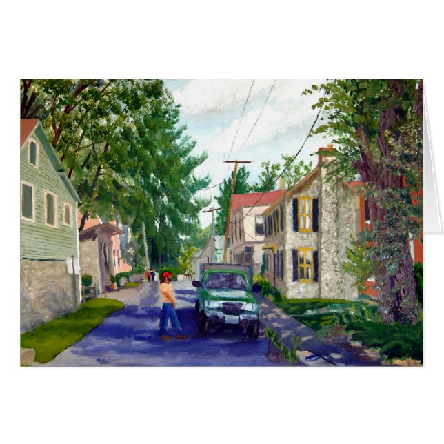 Elsah Illinois Gatscen Hälsningskort (Framsidan Horizontal)