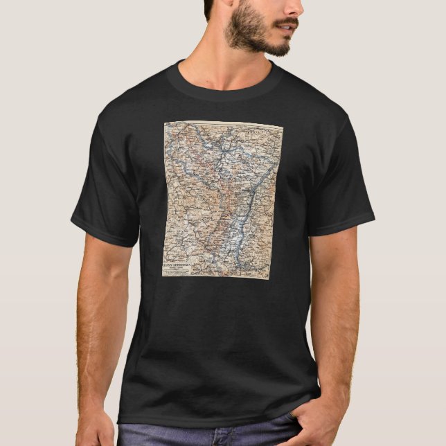 Elsass Lothringen karta Tee Shirt (Framsida)