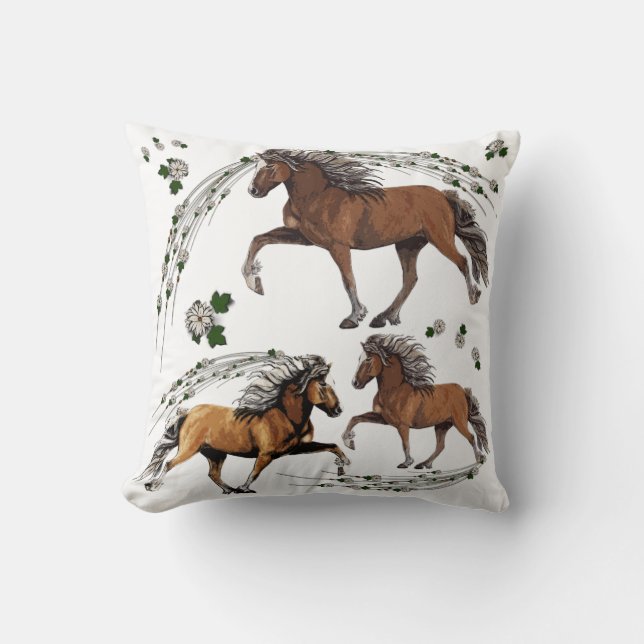 Elska Gaited Häst och blommorna Kudde (Framsida)