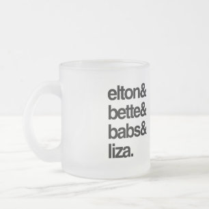 Elton Bette Babs och Liza Frostad Glasmugg