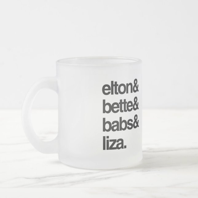 Elton Bette Babs och Liza Frostad Glasmugg (Vänster)