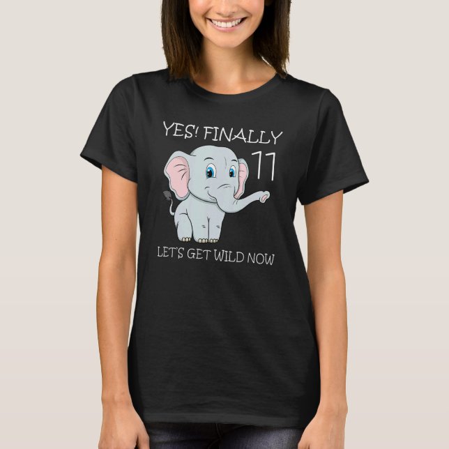 Elva 11:e Födelsedagsfesten Cake Elephant Zookeepe T Shirt (Framsida)