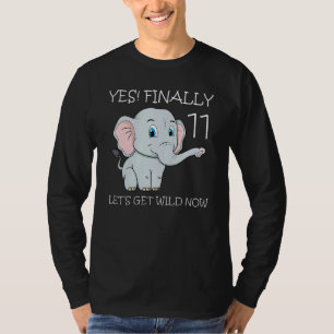 Elva 11:e Födelsedagsfesten Cake Elephant Zookeepe T Shirt