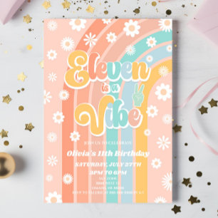 Elva är en Daisy för vibe Rainbow 11:e Födelsedags Inbjudningar