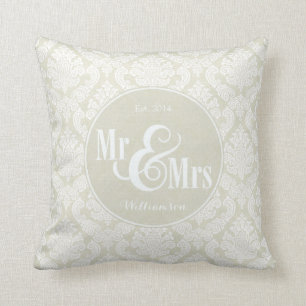 Elva Damaskan "Mr & Mrs" kudde, personlig Kudde