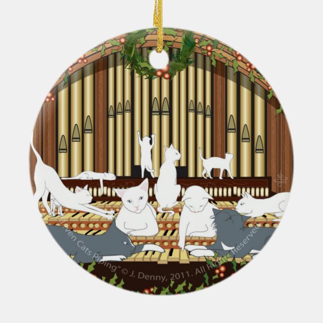 Elva katter som leda i rör… siddubbelt julgransprydnad keramik (Baksidan)