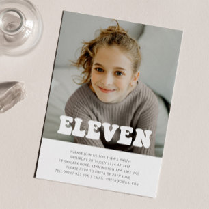 Elva - Uppmaning till Groovy Photo Birthday Inbjudningar