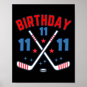 Elvaårs Ishockey Födelsedags Pojke 11-årsfest Pojk Poster