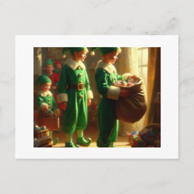 Elvar med gåvor, vykort (Framsida)