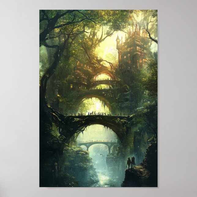 Elven Citadel av Twilight - Epic Fantasy Castle Wa Poster (Framsidan)