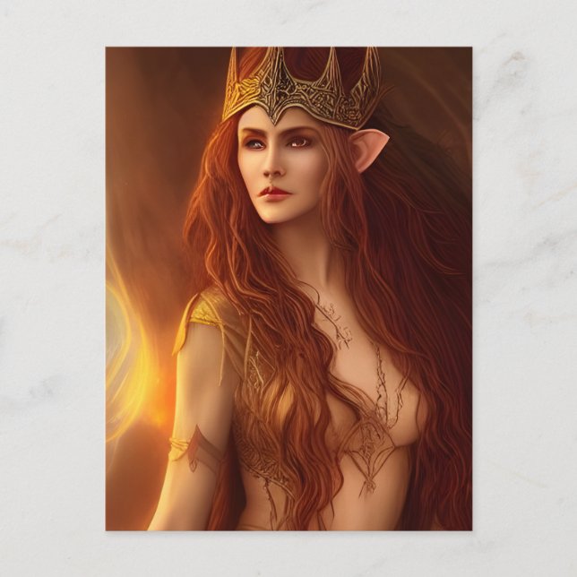 Elven Queen AI Generated Art Postcard Vykort (Framsida)