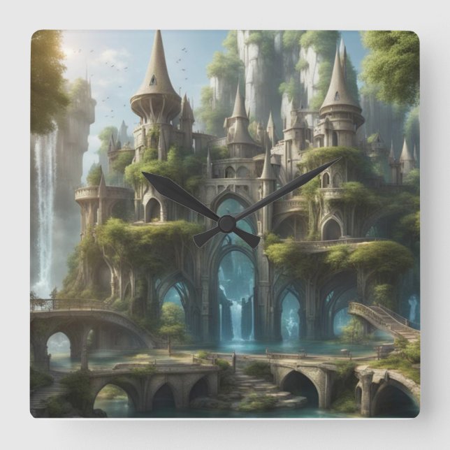 Elven Worlds Fyrkantig Klocka (Framsida)