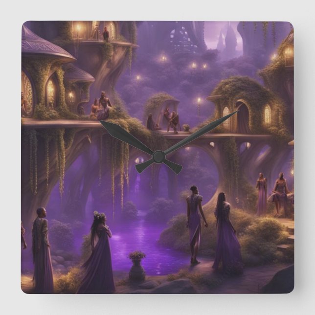 Elven Worlds Fyrkantig Klocka (Framsida)