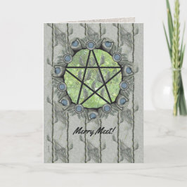 Elvenwood Pentacle Grönt Löv Helgkort