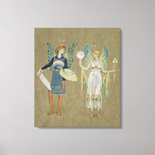 Elves and Fairy Painters, från 'Snögubbe' 1899 Canvastryck