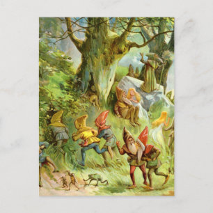 Elves and Gnomes in Deep Mörk Magic Forest Vykort