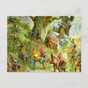 Elves and Gnomes in Deep Mörk Magic Forest Vykort