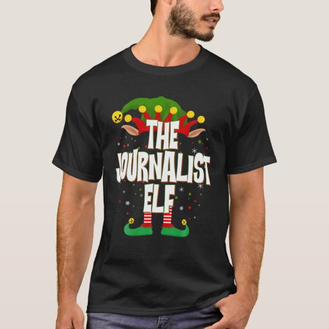 Elves Group Journalist Elf-jul T Shirt (Framsida)
