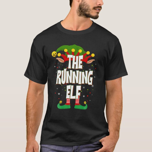 Elves Group the Running Elf-julen T Shirt (Framsida)